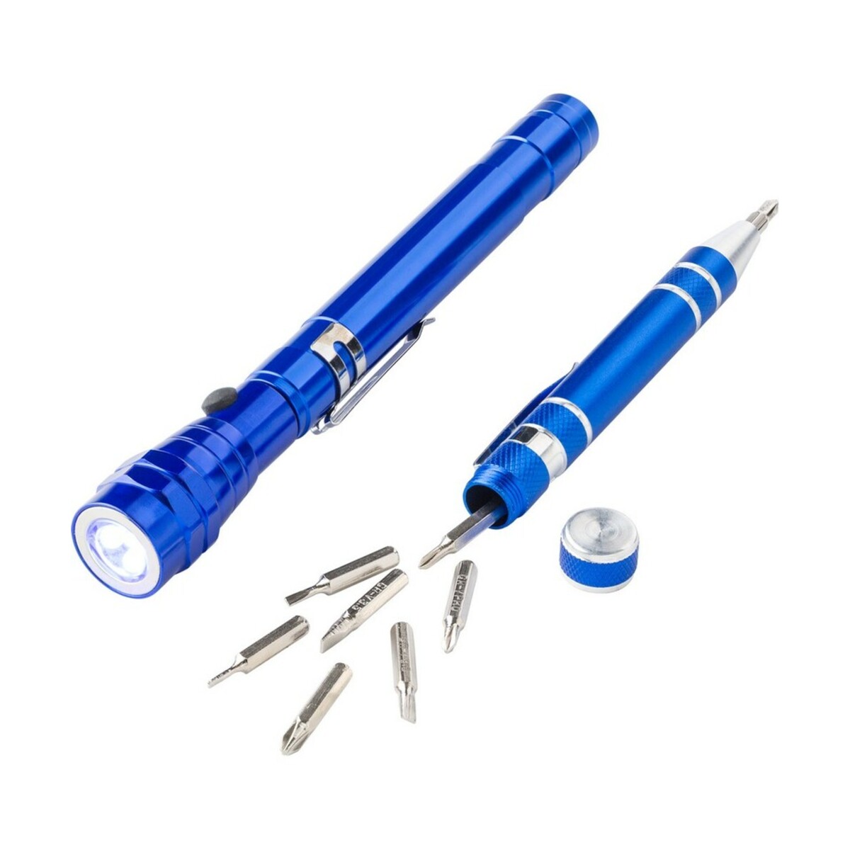 Zestaw narzędzi, śrubokręt, 8 końcówek, teleskopowa latarka 3 LED V8763-03_AAA01